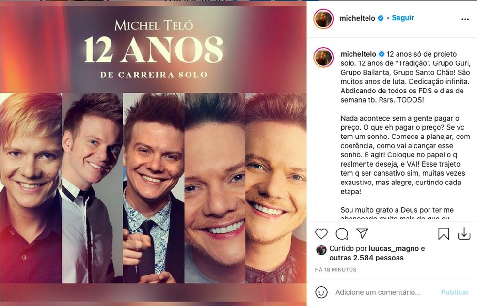 Michel Teló comemora 12 anos de carreira solo: 'Sigo firme, curtindo ...
