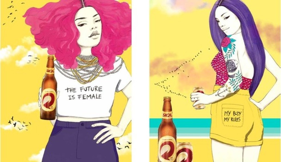 Cartazes de campanha armada pela Skol contra o machismo (Foto: Divulgação) — Foto: Glamour