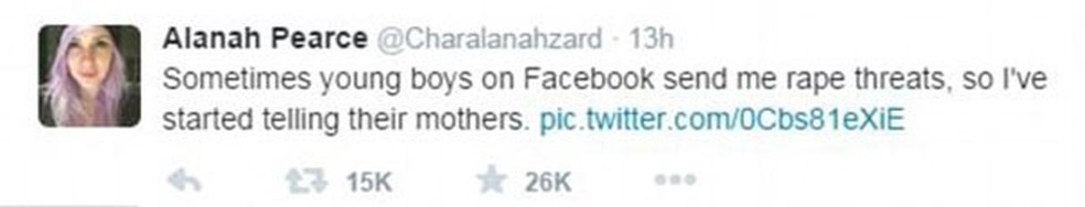Tweet de Alanah em que ela revela que entrou em contato cm as mães (Foto: Reprodução/Twitter) — Foto: Glamour