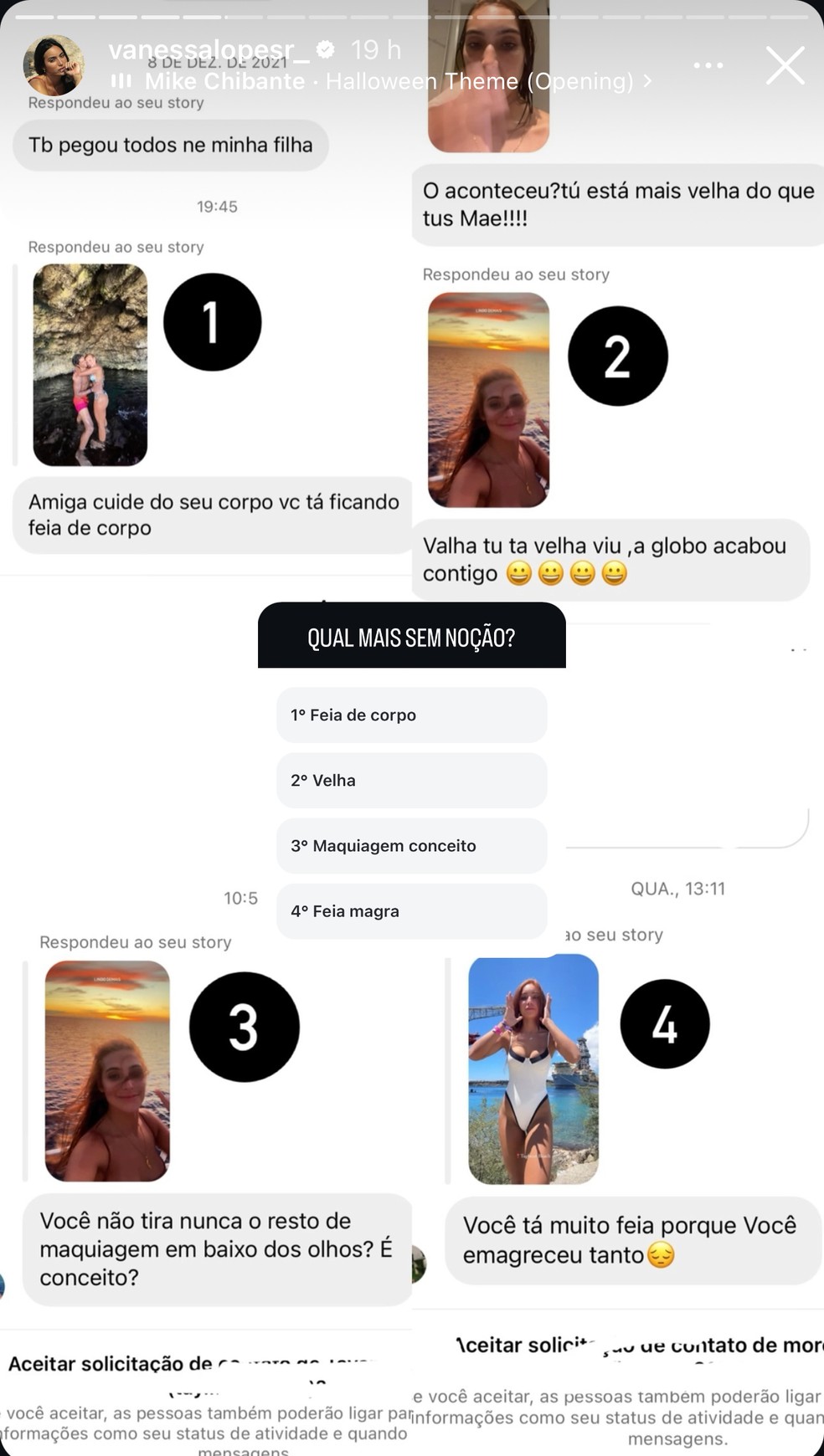 Vanessa Lopes expe mensagens de internautas sobre seu corpo: 