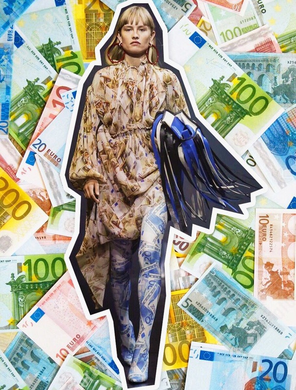 Balenciaga chama aten o com estampas de c dulas de d lar e euro