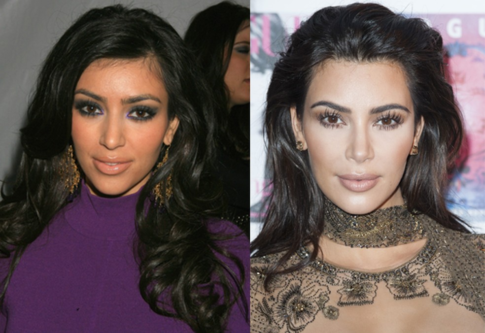Antes (2007) e depois (2016) de Kim Kardashian (Foto: Katy Winn e Jef Spicer /Getty Images) — Foto: Glamour