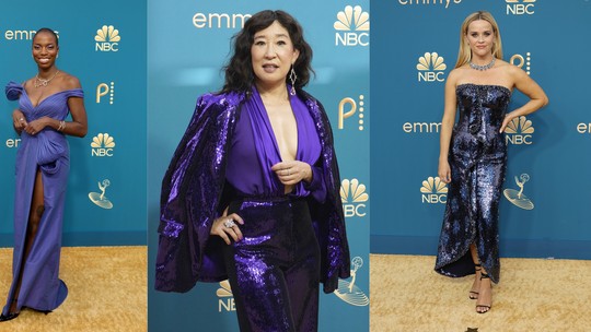 Looks roxos são a aposta favorita das famosas no Emmy 2022