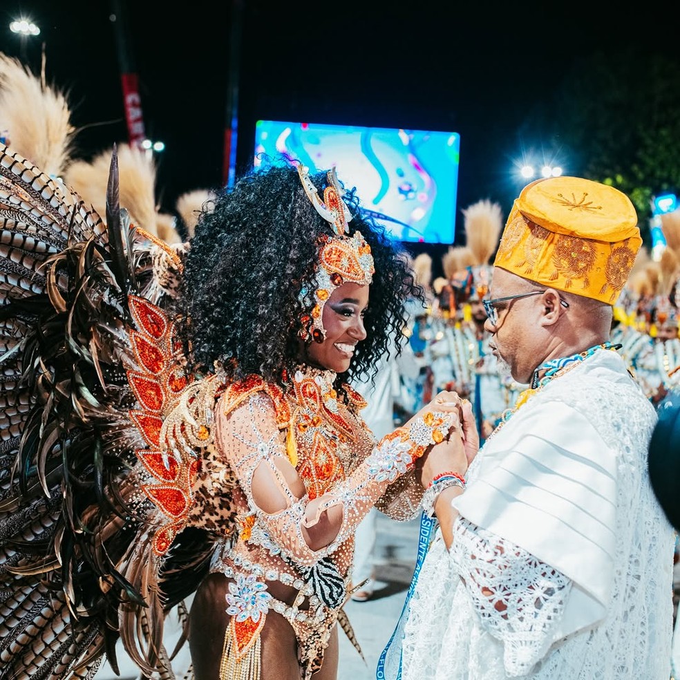 Lorena Raíssa, rainha de bateria da Beija-Flor, escola vice-campeã do Carnaval 2026 — Foto: Reprodução/Instagram