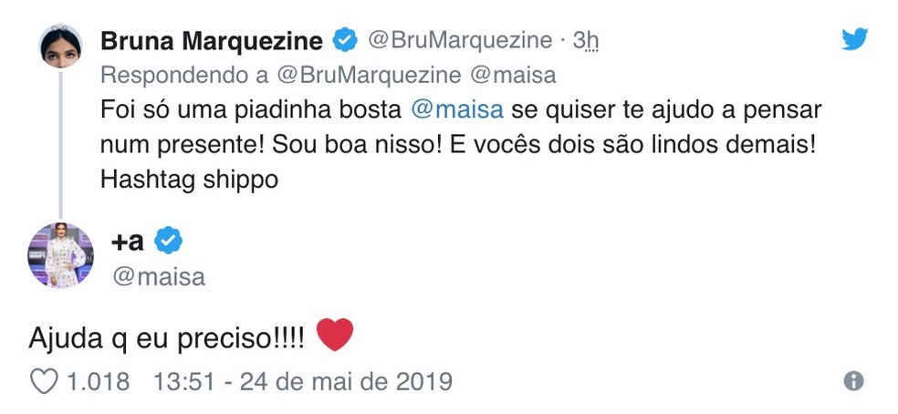 Bruna Marquezine responde Maisa no Twitter (Foto: Reprodução/Instagram) — Foto: Glamour