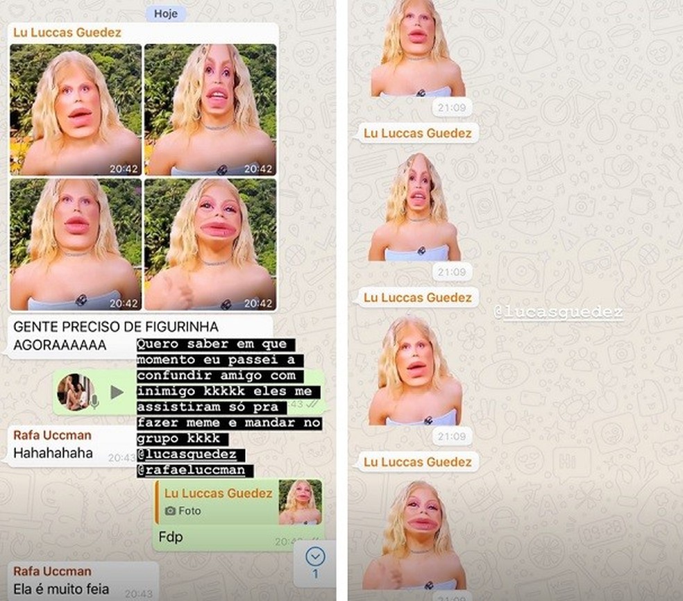 Luísa Sonza vira figurinha em grupo de amigos e mostra para fãs