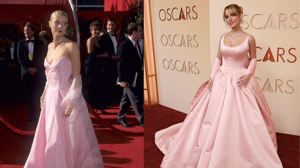 Atriz Mckenna Grace usa vestido em referência a Gwyneth Paltrow no Oscar de 1999 — Foto: Getty Images