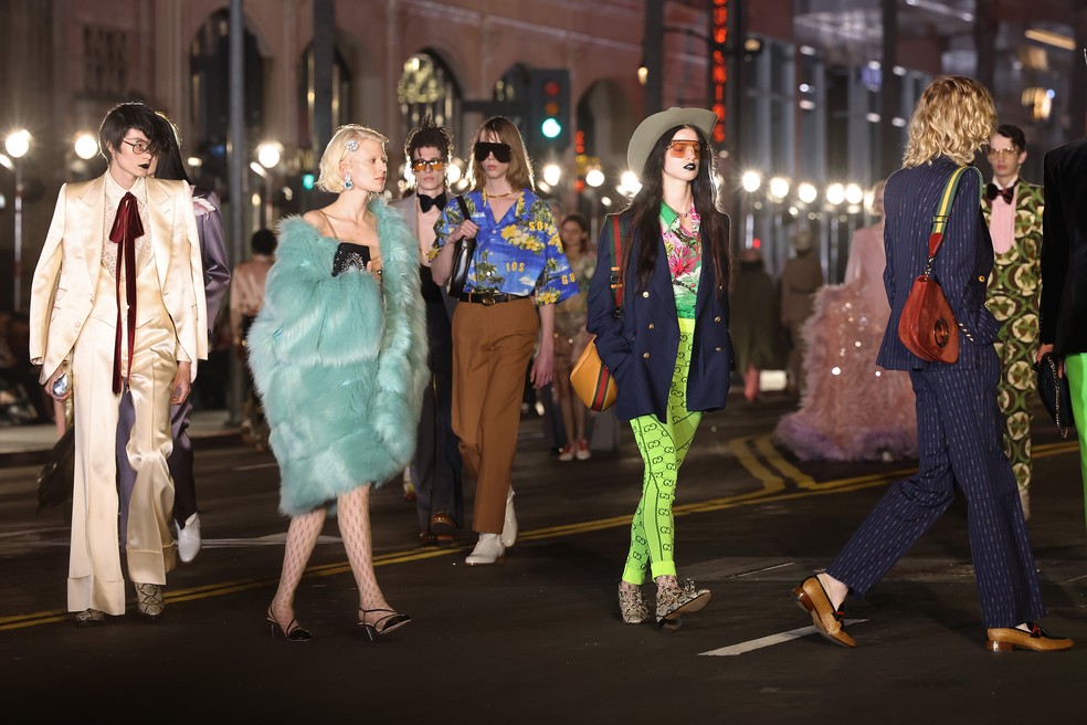 Desfile Gucci Love Parade, apresentado em novembro de 2021, em Hollywood — Foto: Getty Images