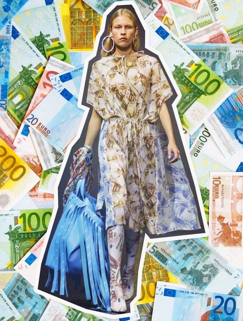 Balenciaga chama aten o com estampas de c dulas de d lar e euro