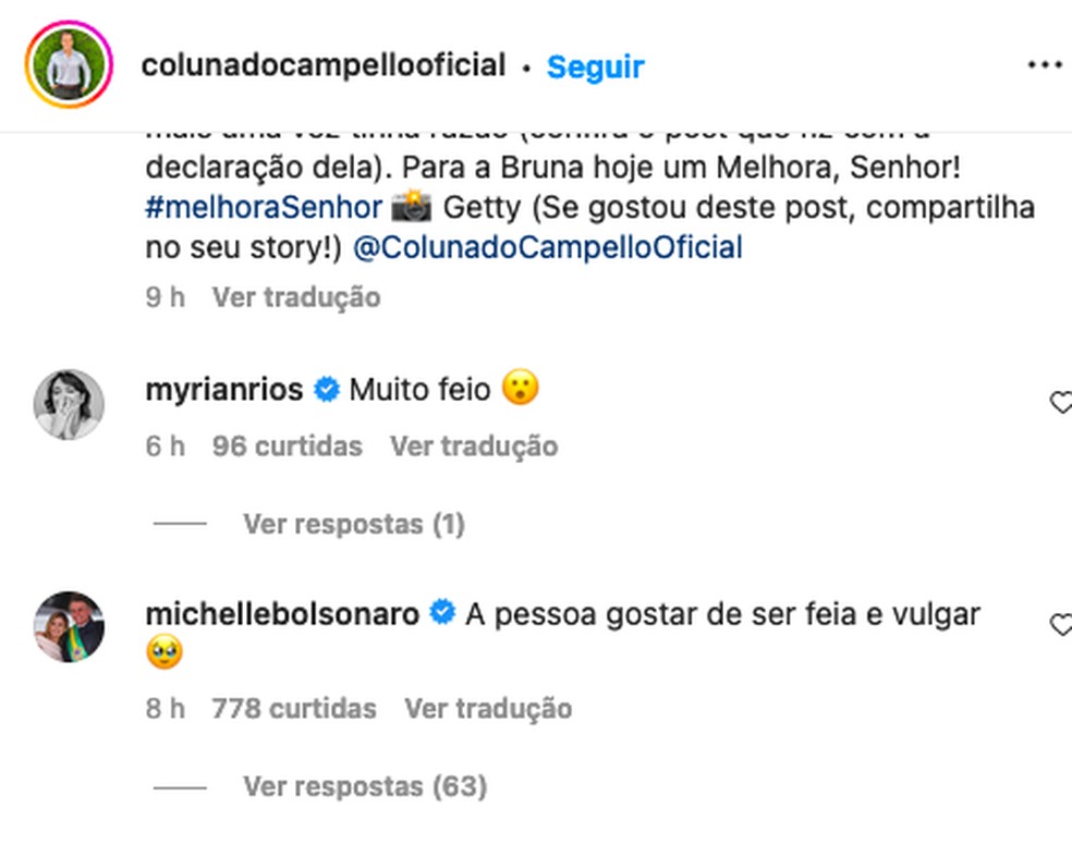 Michelle critica Bruna — Foto: Reprodução/Instagram
