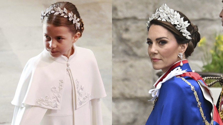 Kate Middleton e Charlotte dão match em visual na coroação do Rei Charles III