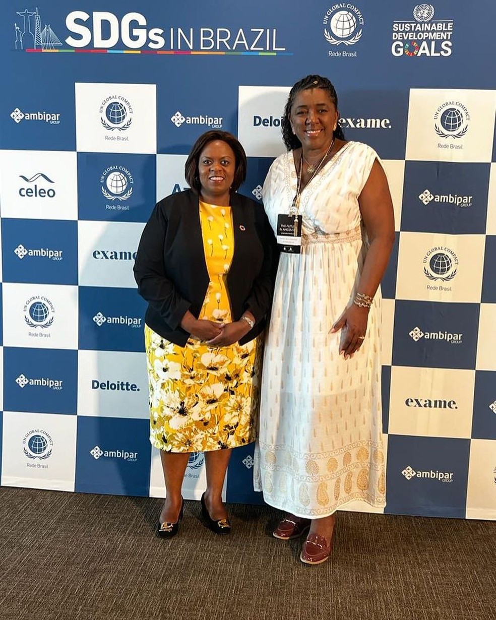 Sanda Ojiambo, do Global Compact da ONU, com Rachel Maia, da RM Consulting — Foto: Reprodução/Instagram