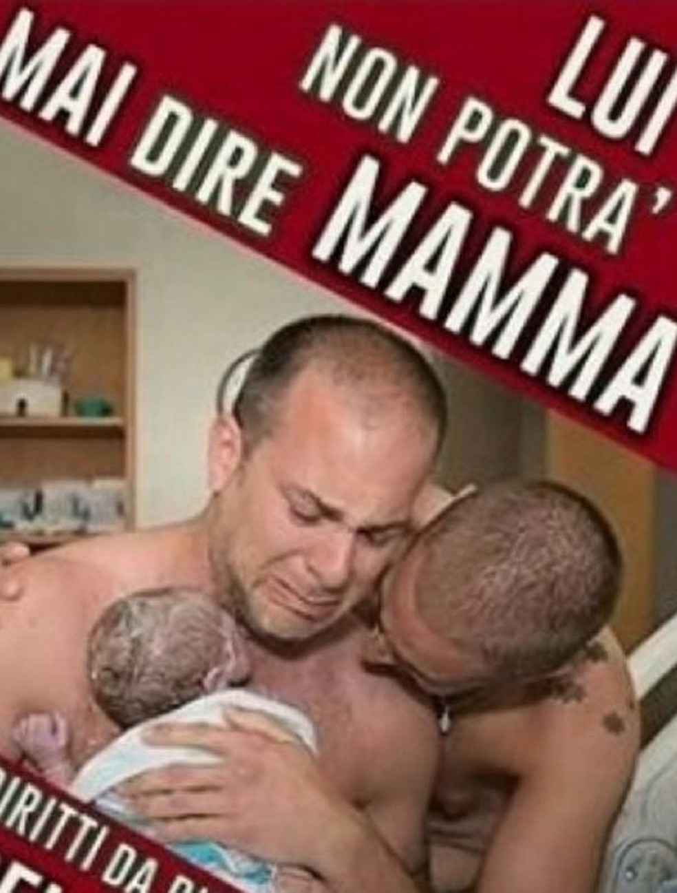Partido de extrema direita italiano compartilhou a foto com mensagem contra adoção por casais do mesmo sexo (Foto: Reprodução) — Foto: Glamour