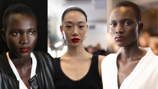 Lábios vinílicos e cílios de boneca: por dentro da maquiagem da Tom Ford na PFW