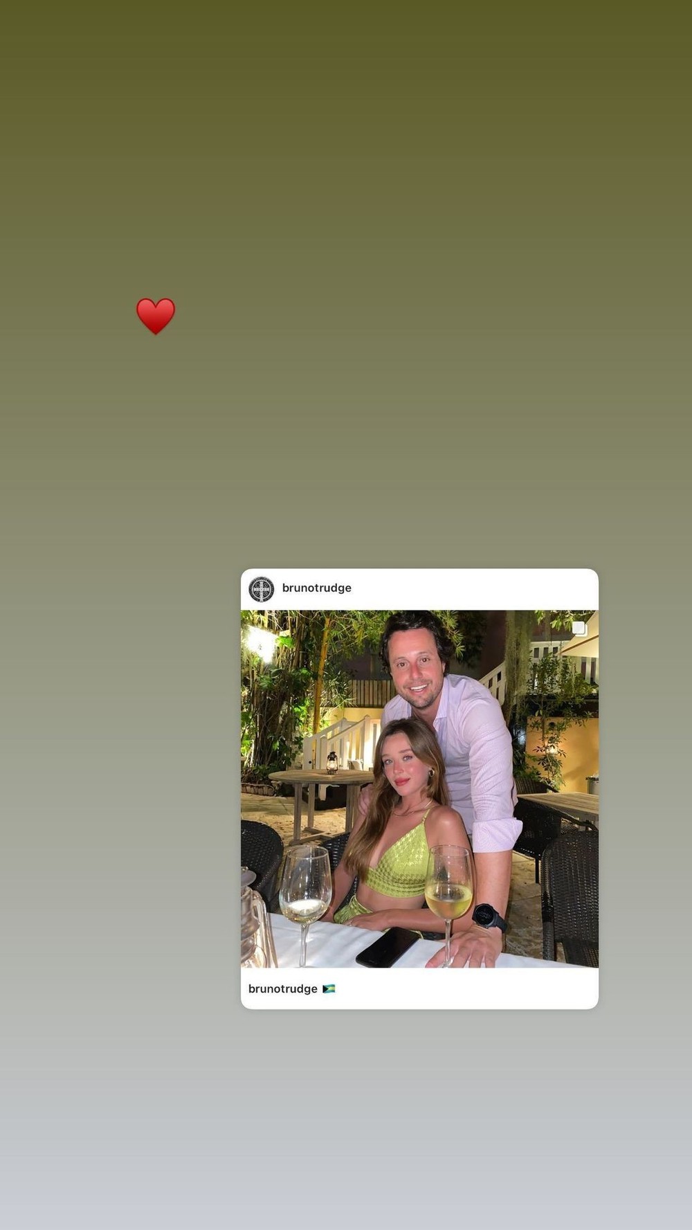 Bruno Rudge posta primeira foto de Duda Reis