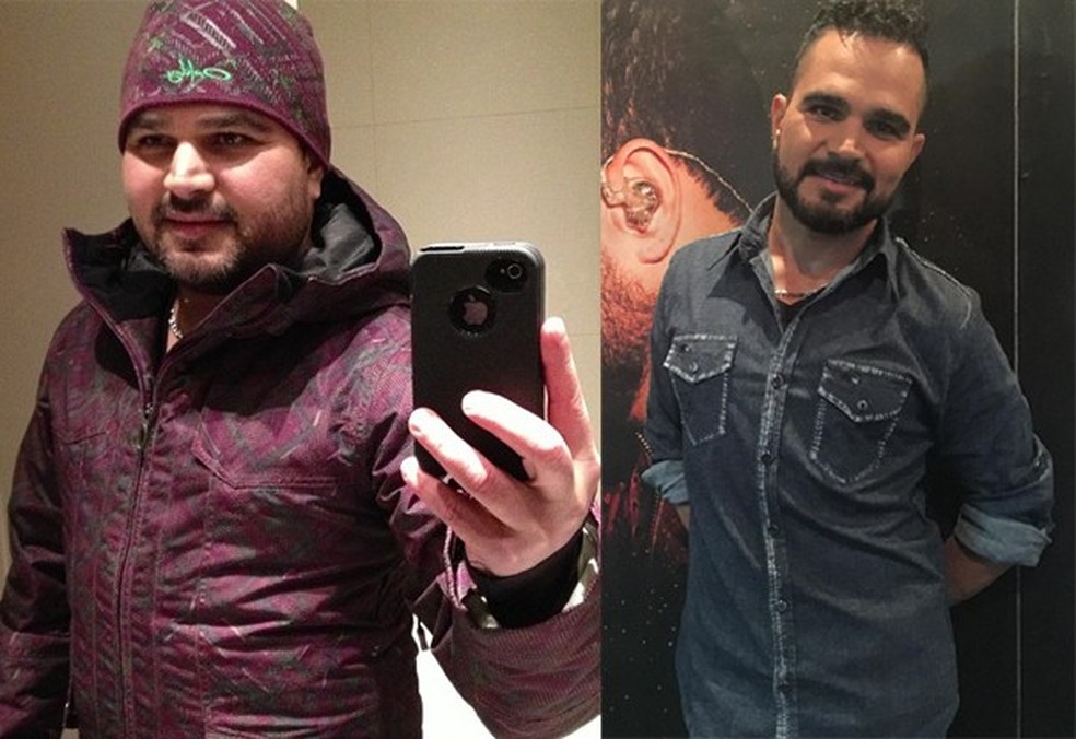 Luciano antes, com 94 kg, e agora, com cerca de 57 kg (Foto: Reprodução/ Instagram) — Foto: Glamour