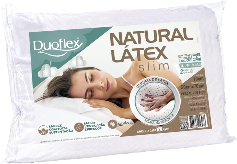 Travesseiro Duoflex Natural Látex Slim — Foto: Divulgação