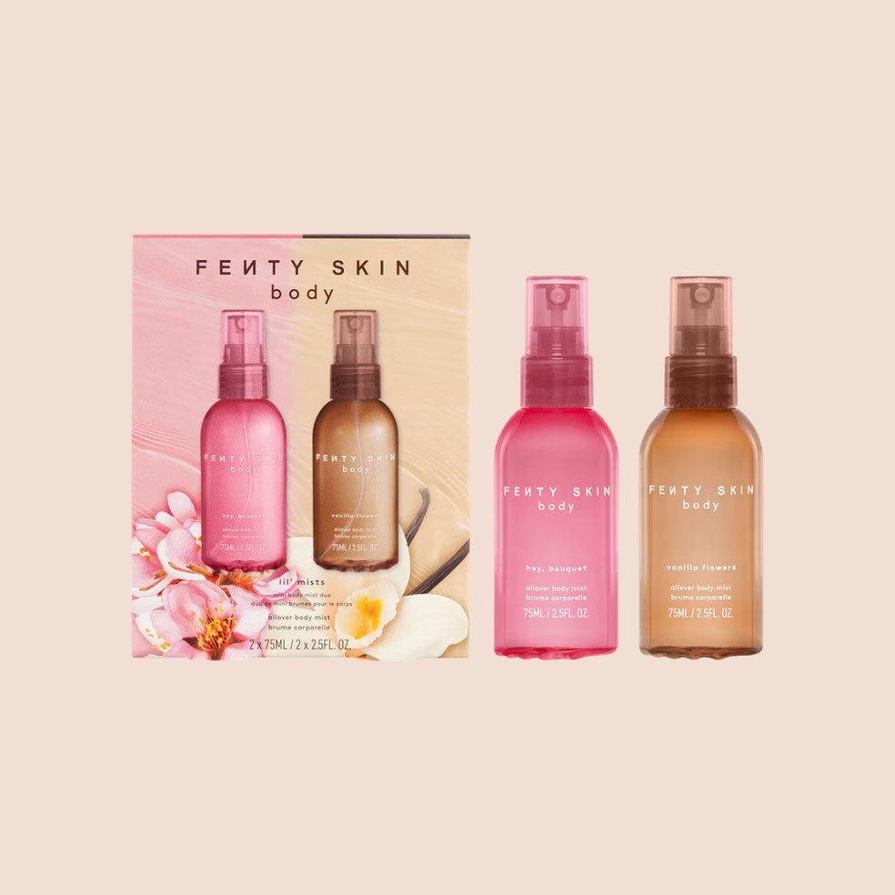 Body Mist Vanilla Flowers e Hey, Bouquet, Fenty Skin (R$ 215) — Foto: Divulgação
