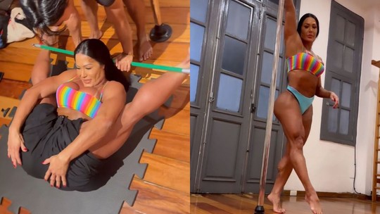 Eita! Gracyanne Barbosa surpreende ao mostrar flexibilidade em aula de pole dance