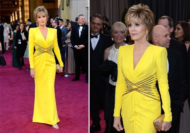 Jane Fonda diva num longo amarelo (Foto: Getty Images) — Foto: Glamour
