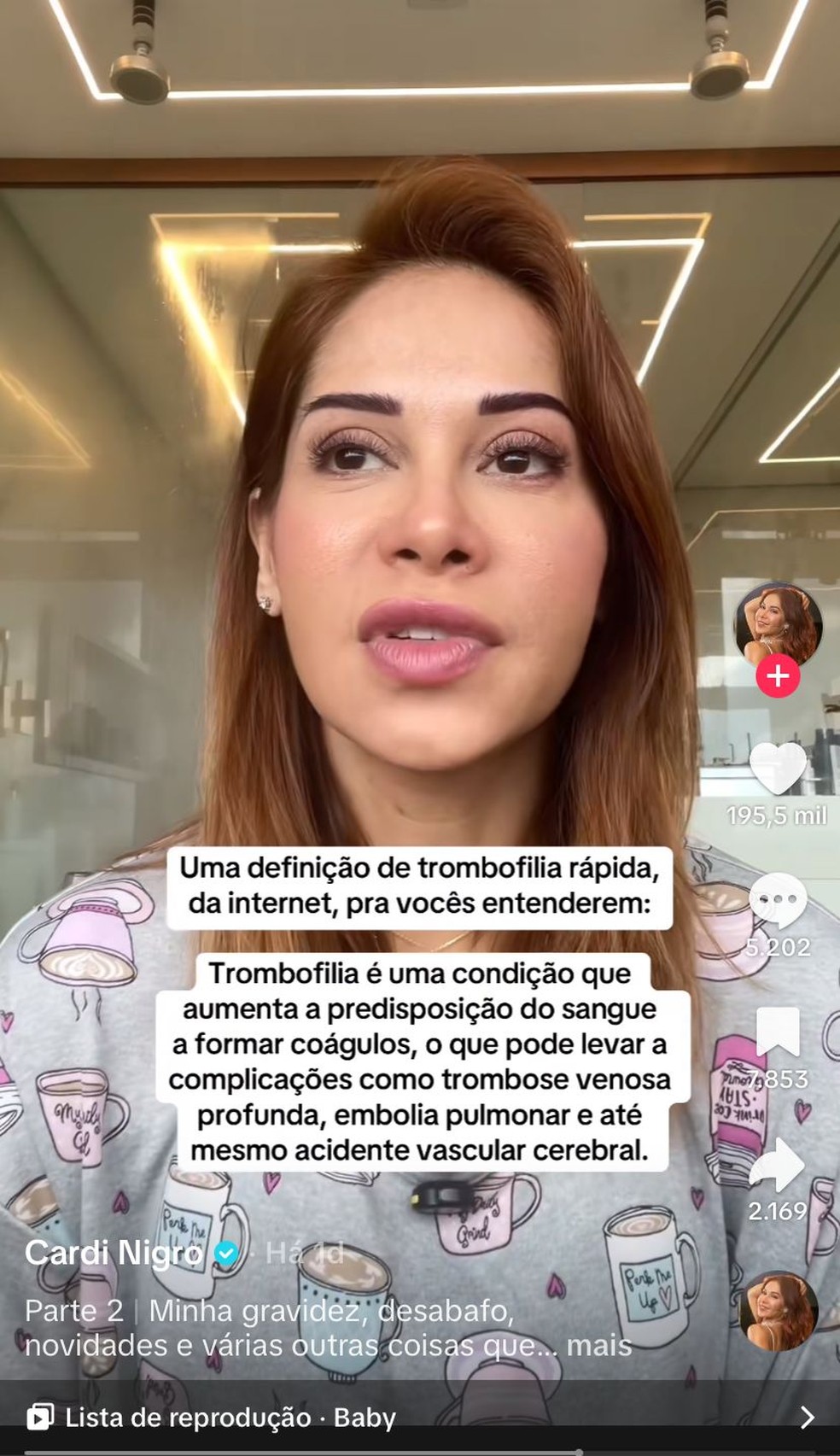 Maíra Cardi é diagnosticada com trombofilia durante gestação — Foto: Reprodução/TikTok