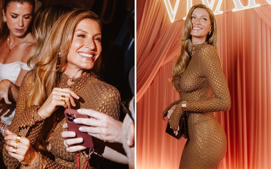 Gisele Bündchen aposta em vestido transparente para jantar de gala em São Paulo