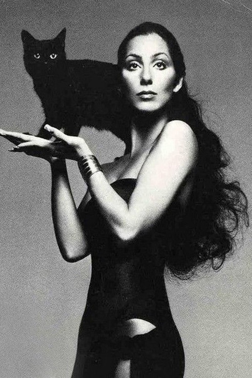 Cher e gato em clique by Richard Avedon (Foto: Vogue, 1974) — Foto: Glamour