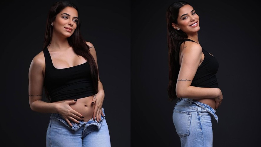 Key Alves exibe barriga da primeira gravidez e comemora: '15 semanas'