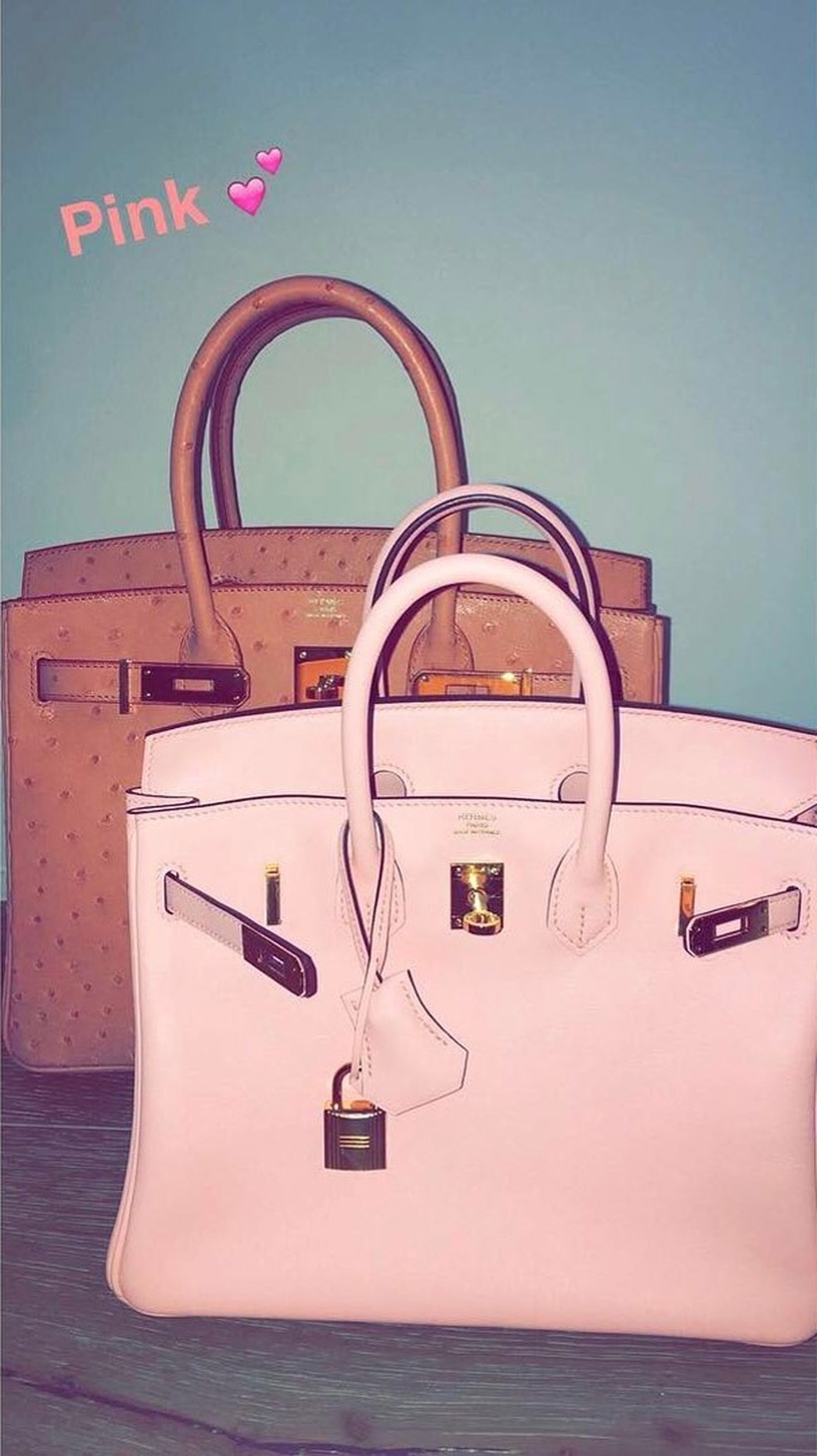 Bolsas rosas da Hermès - do closet da Kylie Jenner (Foto: Reprodução Snapchat) — Foto: Glamour