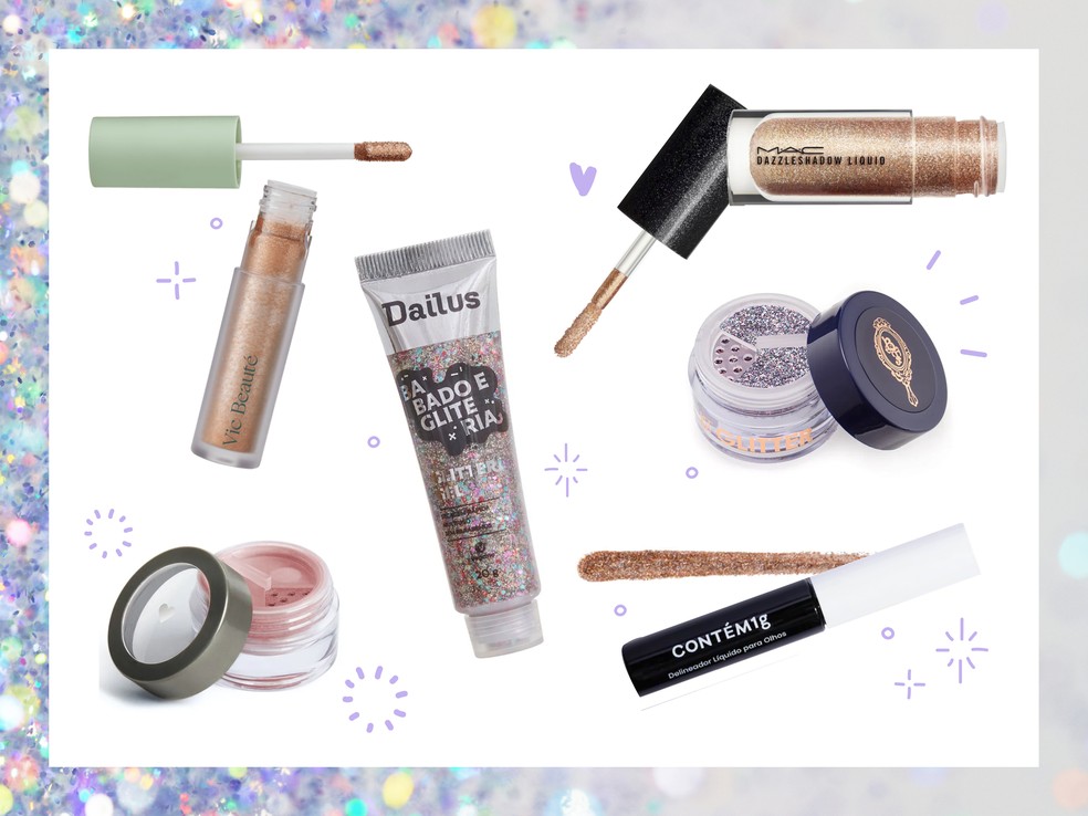 Sombras e delineadores com glitter para o carnaval  — Foto: Divulgação. Ate: Victoria Polak