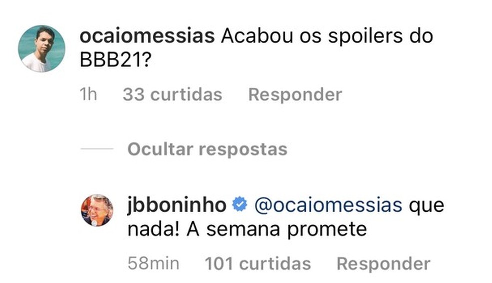 Boninho responde internautas (Foto: Reprodução/Instagram) — Foto: Glamour