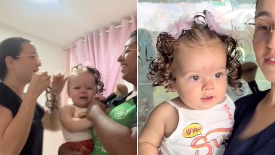 Mulher viraliza ao colocar "mega hair" em bebê e sua reação é inusitada; assista
