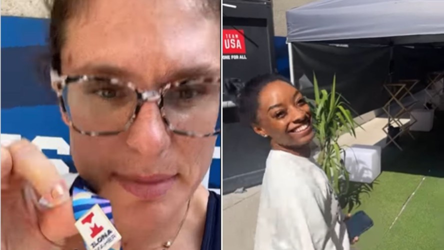 Atleta troca pin personalizado com Simone Biles nas Olimpíadas e viraliza