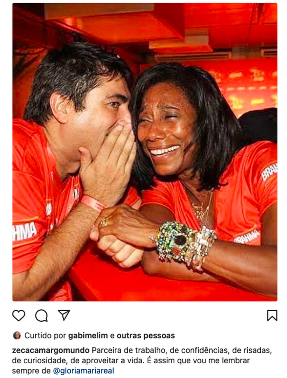 Zeca posta com Gloria — Foto: Reprodução/Instagram