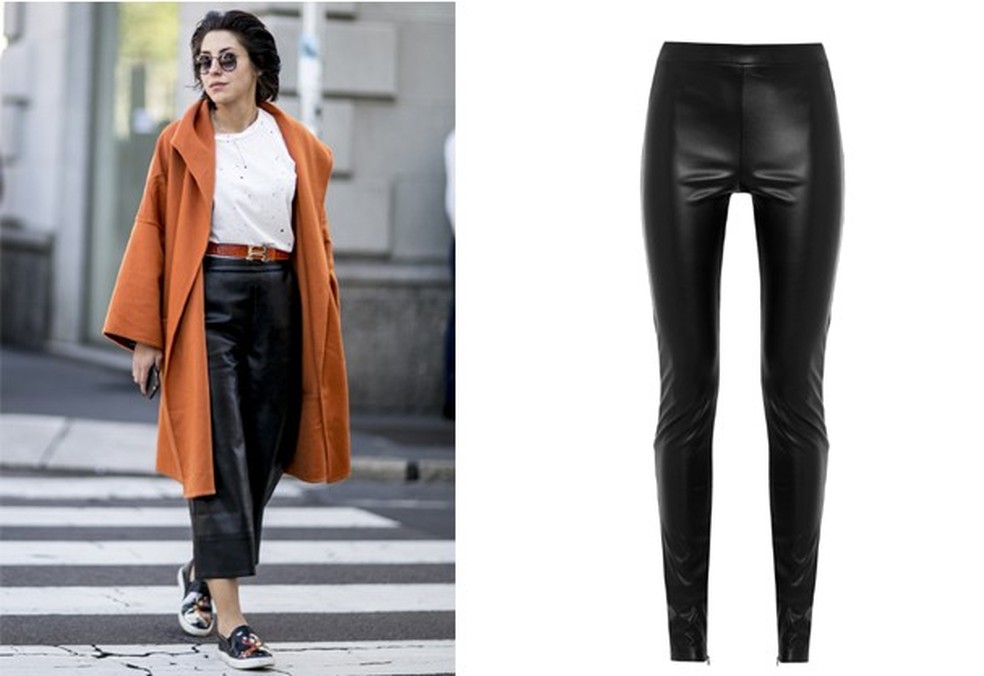 Street style em Milão e calça Carina Duek, R$ 460, shop2gether.com.br  (Foto: Imaxtree / Divulgação) — Foto: Glamour