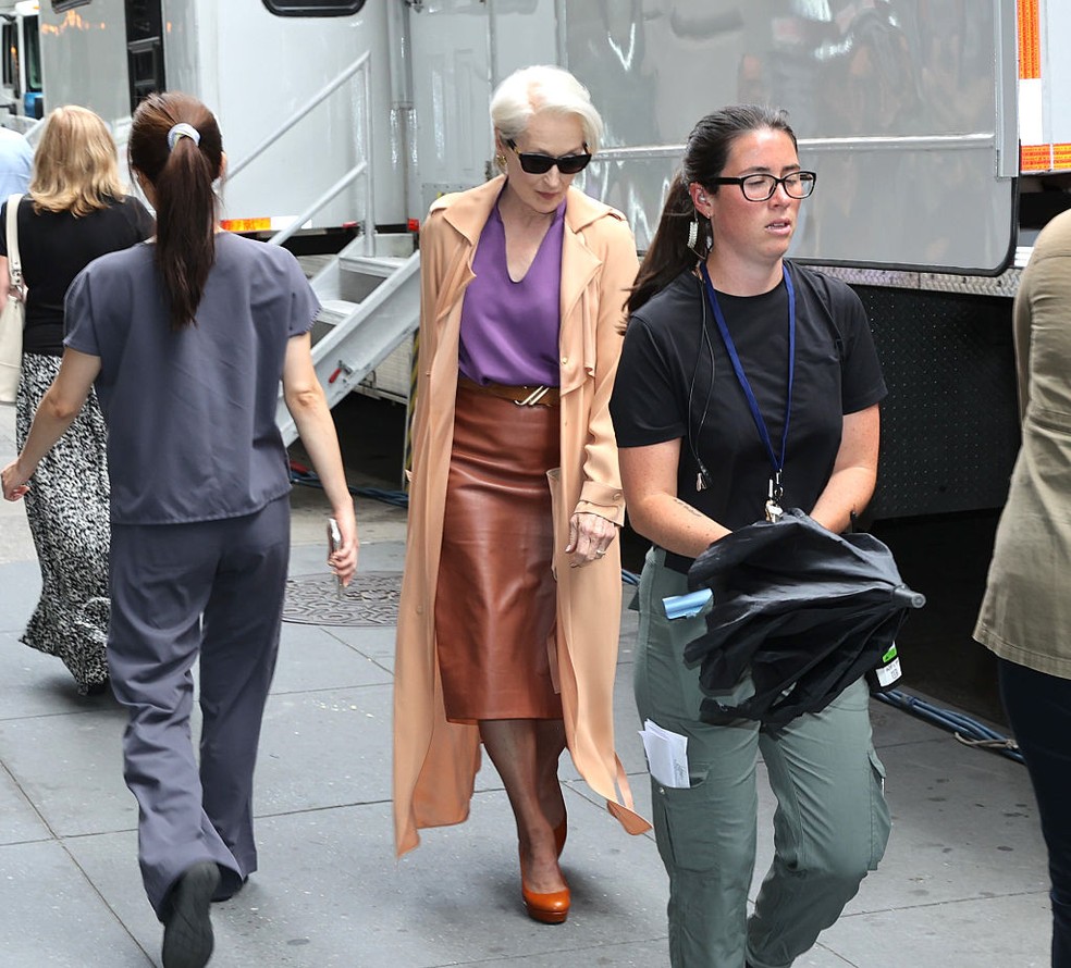 Meryl Streep é flagrada gravando "O Diabo Veste Prada 2" — Foto: Getty Images